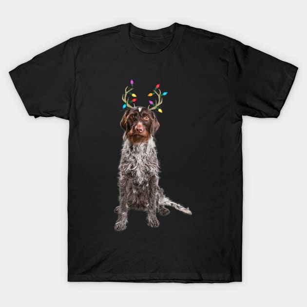 German Wirehaired Pointer Christmas Dog T-Shirt by bienvaem